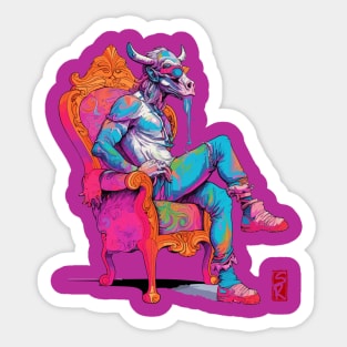 Hipster Bull Sticker